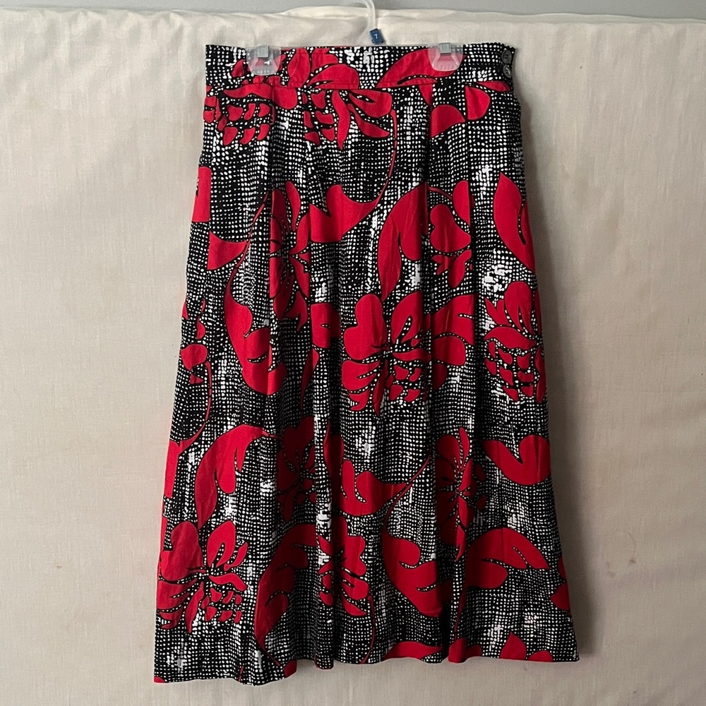 Evan Picone Red and Black A-Line Skirt size 12